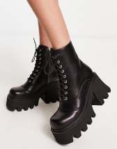 Lamoda Platform lace up ankle boot in black Exclusive to ASOS