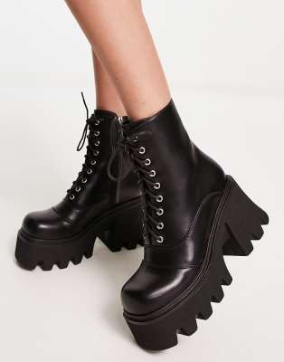 Lamoda - Game One - Ankle Boots in Schwarz mit dicker Sohle-Black