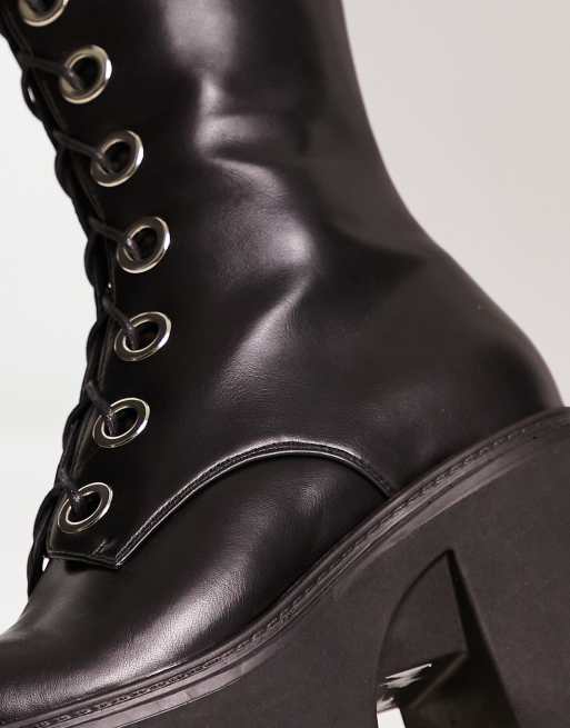 Lamoda – Get Paid – Matta svarta boots med öljetter, 3 av 4