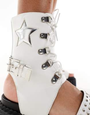 Lamoda Haunting Lace Up Sandal With Star In White