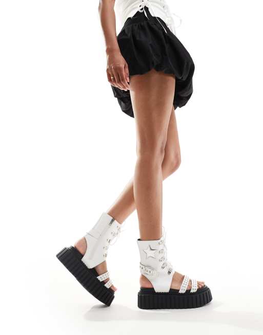 Lamoda - Haunting - Sandalen met veters en ster in wit, 3 van 4