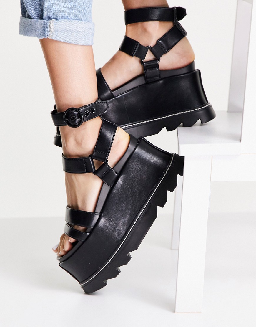 Lamoda high flatform sandals in black