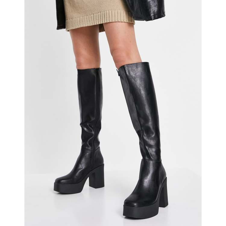 Stretch Pu Knee High Boots