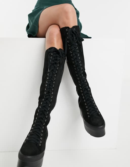 Flatform knee discount high boots