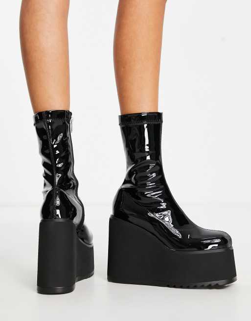 Black platform best sale wedge booties