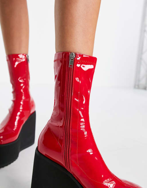 Red hot sale vinyl boots