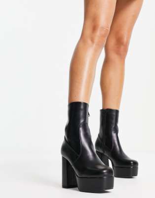 Lamoda Making Moves platform heeled boots in black