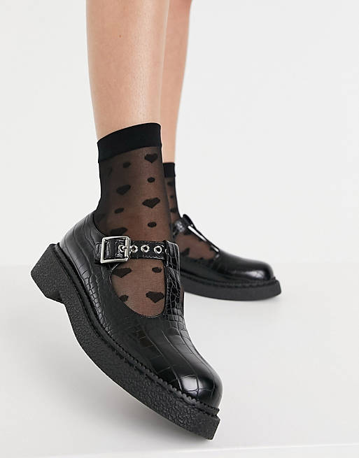 Shoes Flat Shoes/Lamoda Mary Jane shoes in flat shoes in black croc 
