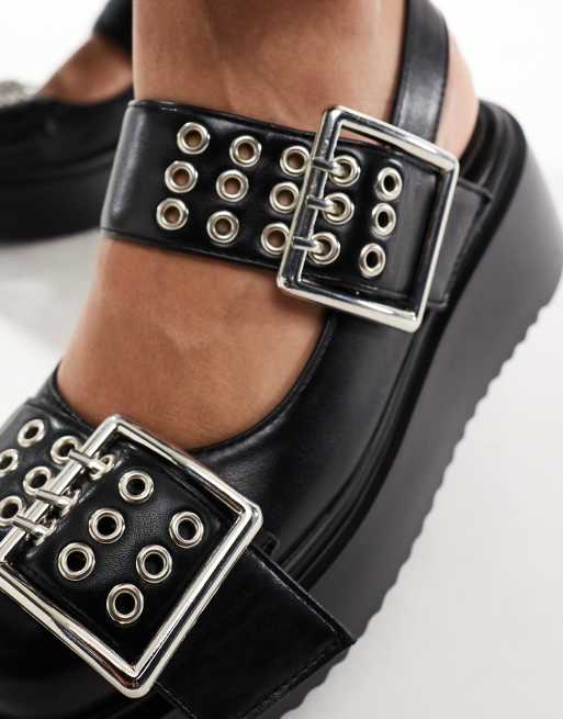 Lamoda On Your Side flatform mary jane shoes in black | ASOS