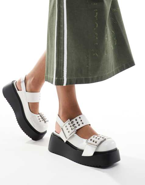 Lamoda – On Your Side – Mary-Jane-Schuhe in Weiß mit flacher Plateausohle - view 1