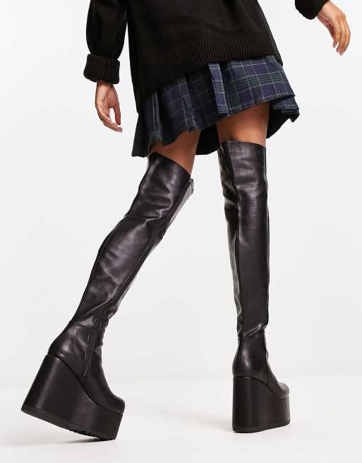 Wedge thigh sales boots