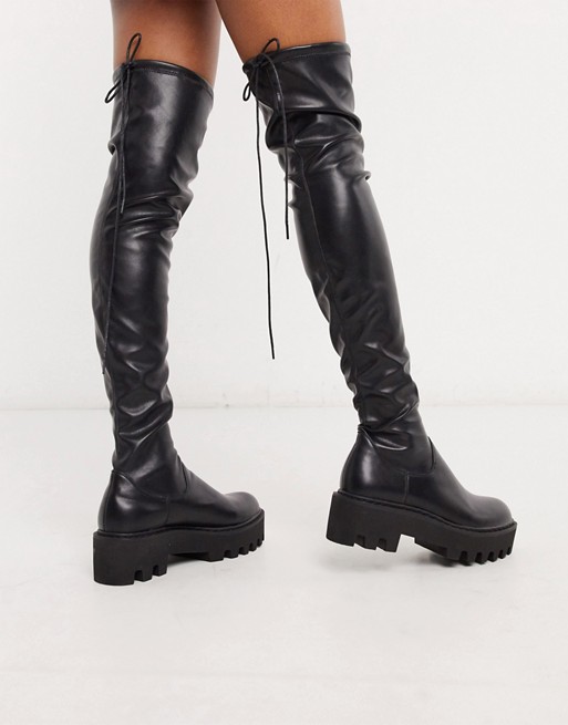 Lamoda over the knee pull on boots in black