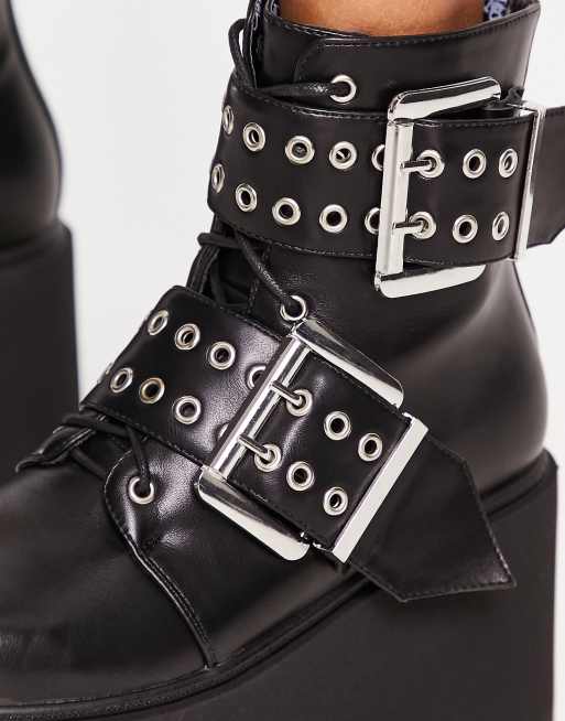 Asos black shop buckle boots