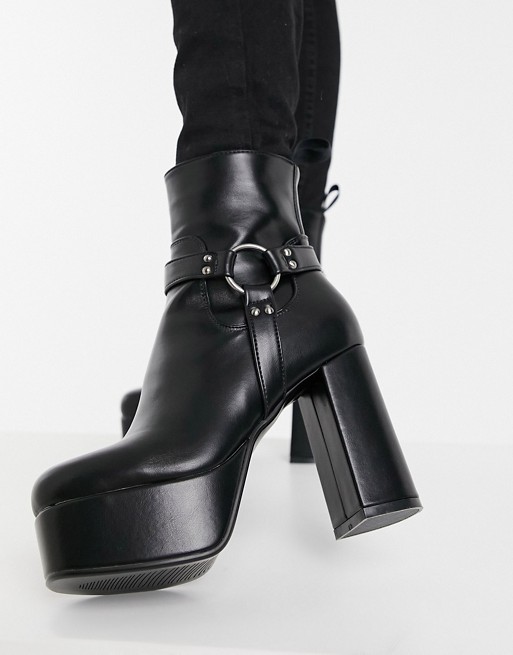 Lamoda platform harness boot in black
