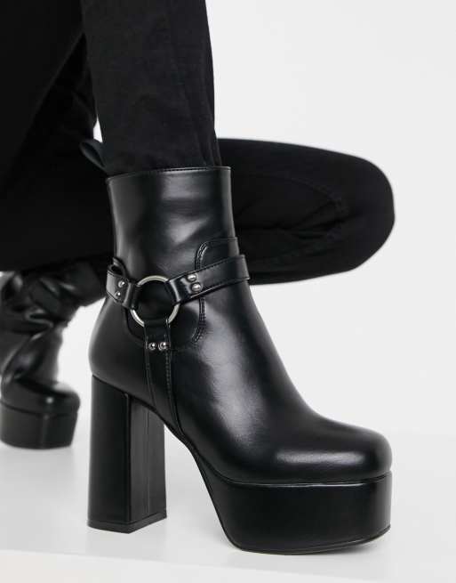 Lamoda platform harness boot in black