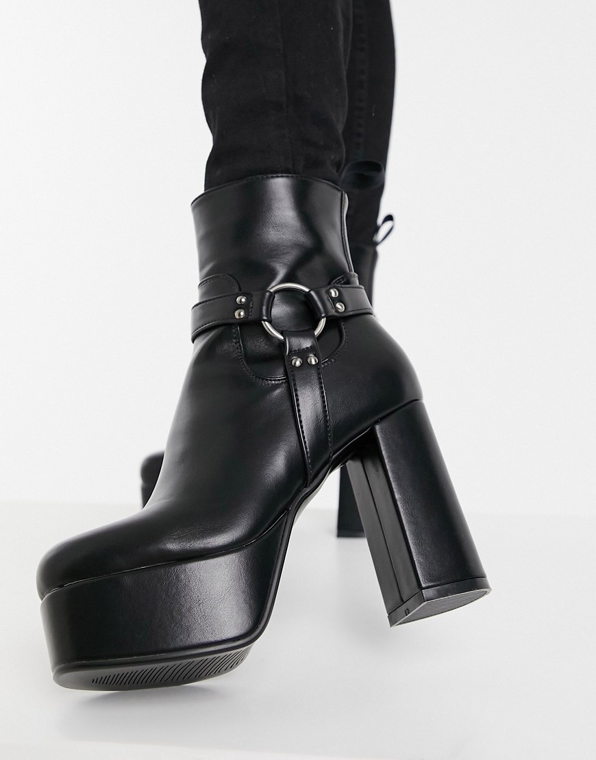 Lamoda platform harness boots in black