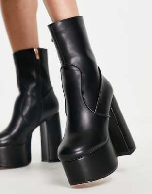 platform black heel boots