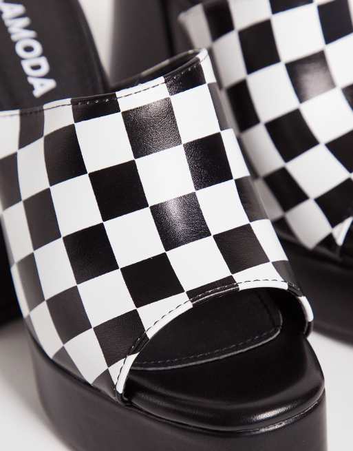 Black and white checkered hot sale sandals