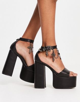 Lamoda platform sandal with chain detail in black exclusive to ASOS in black