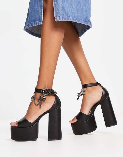 Lamoda platform sandal with chain detail in black exclusive to 