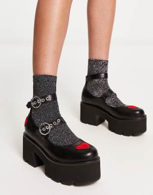 Lamoda Rosey Love chunky platform dolly shoes in black