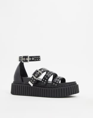 sandales cloutées noires