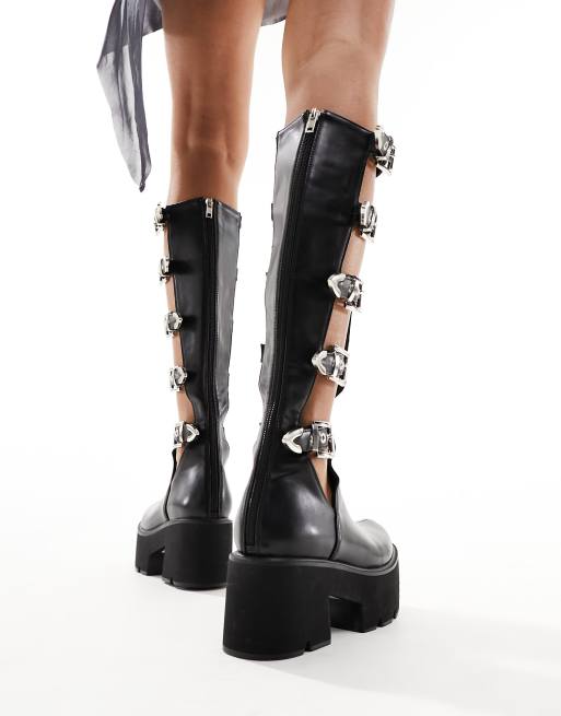 Booties with buckles and cutouts best sale