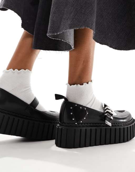 Lamoda Spill The Tea Scarpe creepers nere con borchie a forma di cuore ASOS