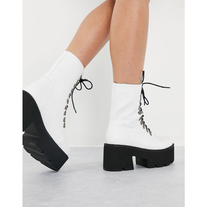 Stivali Donna Lamoda - Stivaletti stringati bianchi con suola spessa