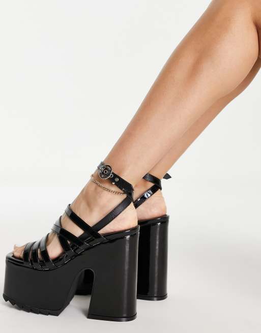 Black platform heel clearance sandals