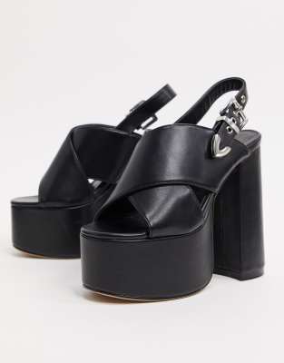 black studded platform sandals