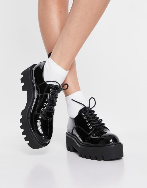 Black patent store chunky shoes