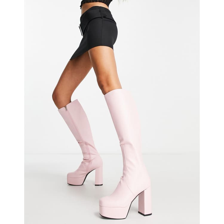 Pink store platform boots