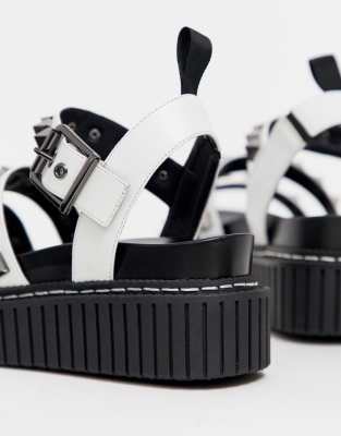 white studded platform sandals