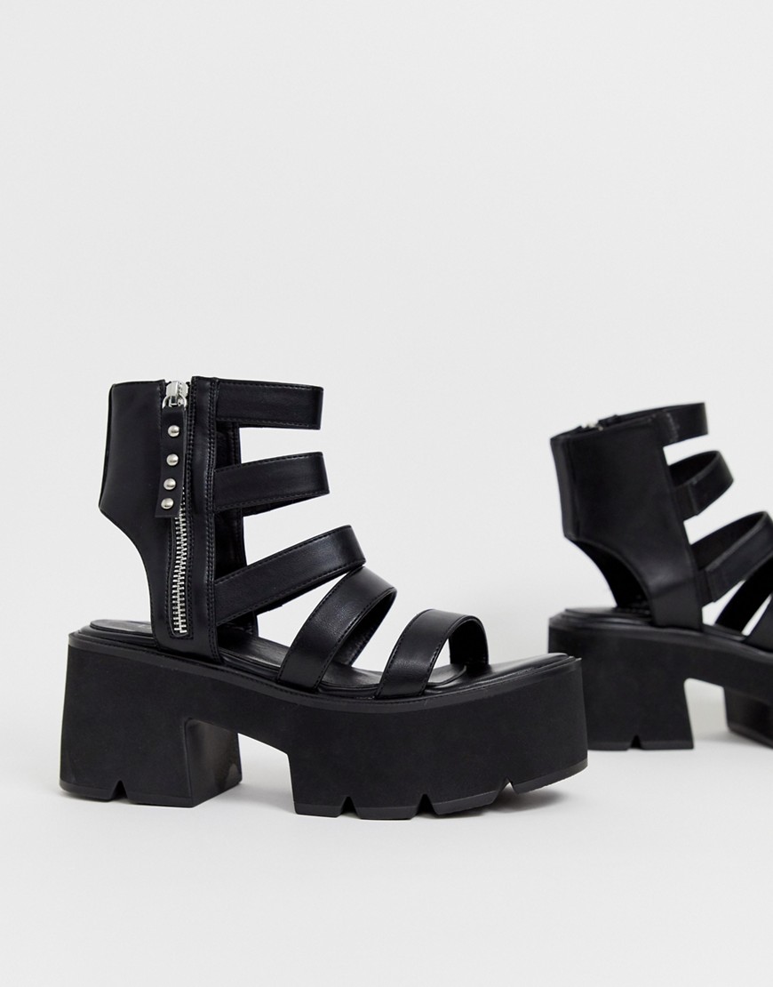 Lamoda - Zwarte sandalen met dikke zool