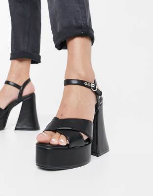 sandales à plateforme noire