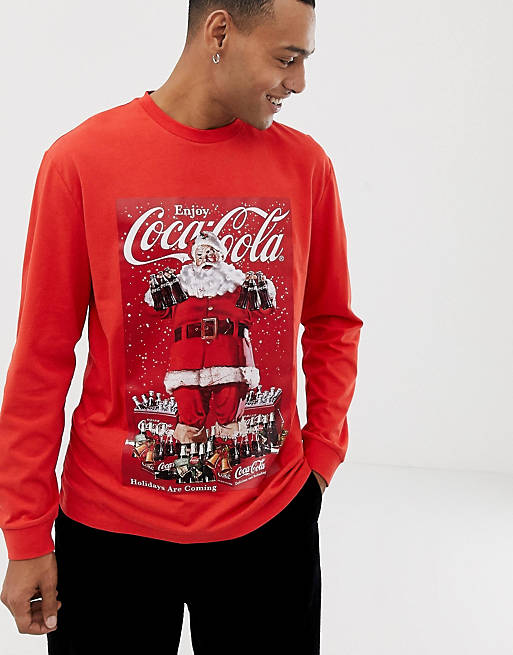 Langærmet Coca Cola t-shirt med Jul motiv ASOS DESIGN ASOS