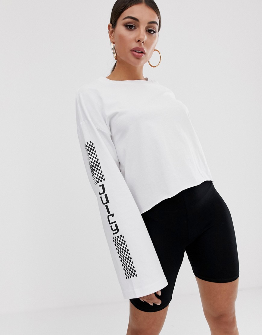 Langærmet t-shirt med dækaftryk fra Juicy by Juicy Couture-Hvid