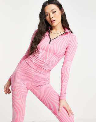 Lapp The Brand LAPP illusion seamless jacket co ord in pink