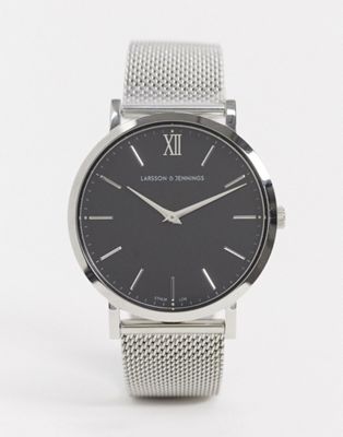 Larsson & Jennings - Lugano - Mesh horloge in zilver 40 mm
