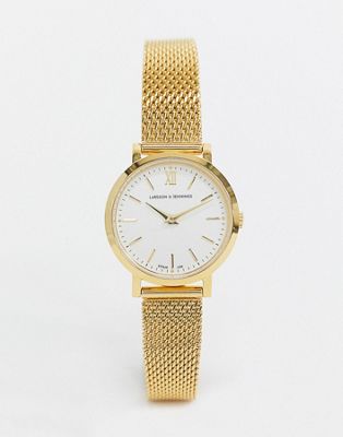 Larsson & Jennings - Lugano - Mesh horloge van goud 26 mm