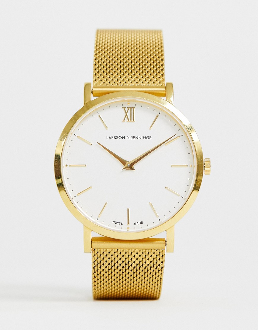 Larsson & Jennings - Lugano - Mesh horloge van goud 40 mm