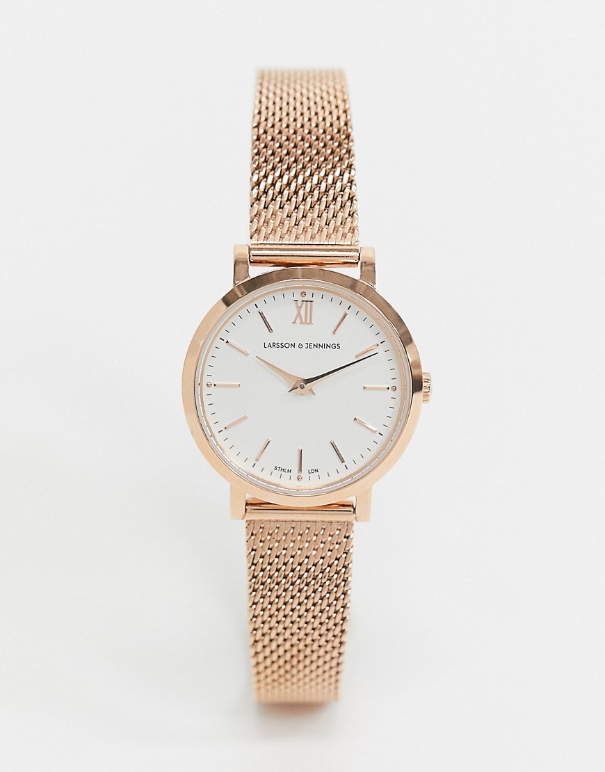 Larsson & Jennings - Lugano - Roségouden horloge met mesh 26mm
