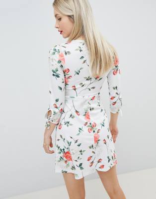 floral skater dress with sleeves