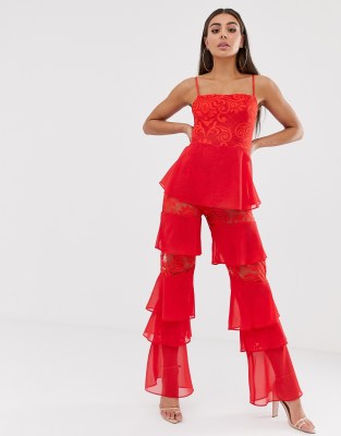 silk red jumpsuit