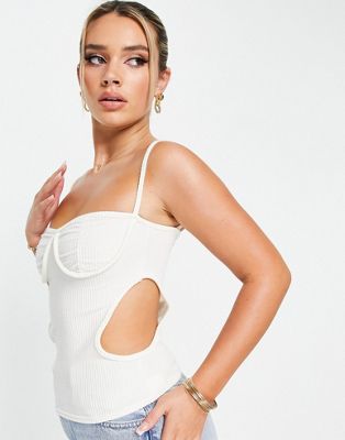 Lasula cut out side tank top in cream | ASOS