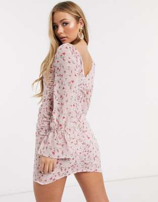 floral ruched dress