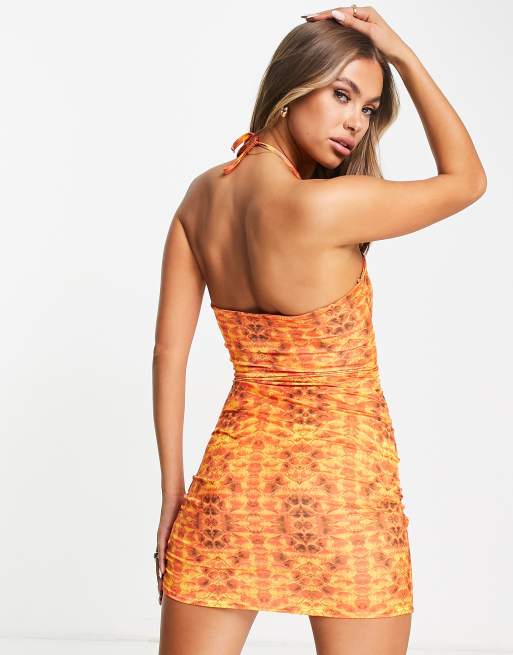 orange snake print dress Orange Snake Print Dress Size Small New