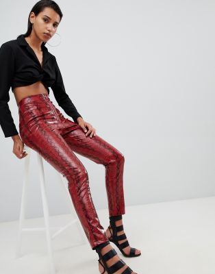 Lasula high waist trouser in red snake 
