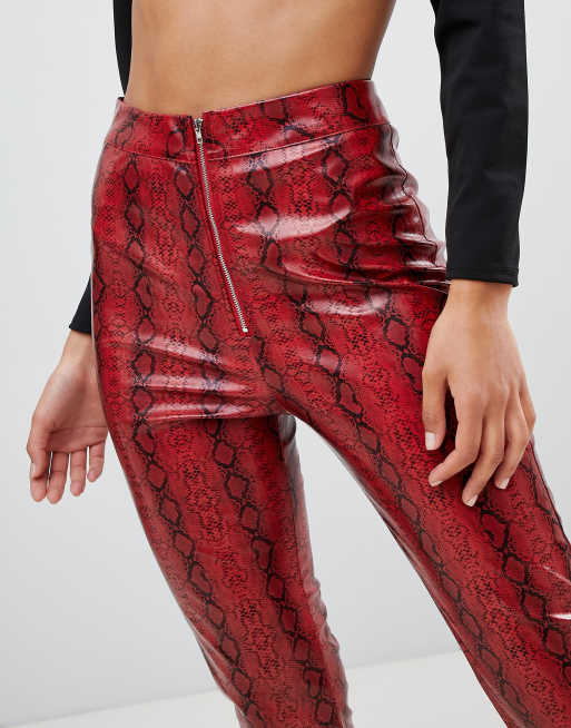 Red best sale snakeskin leggings